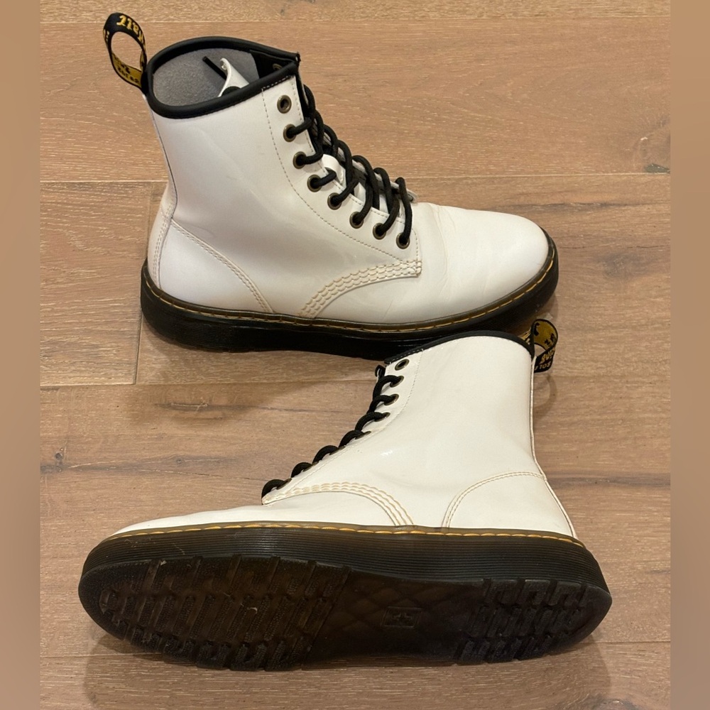 Women’s White Dr. Martens Zavala Combat Boots